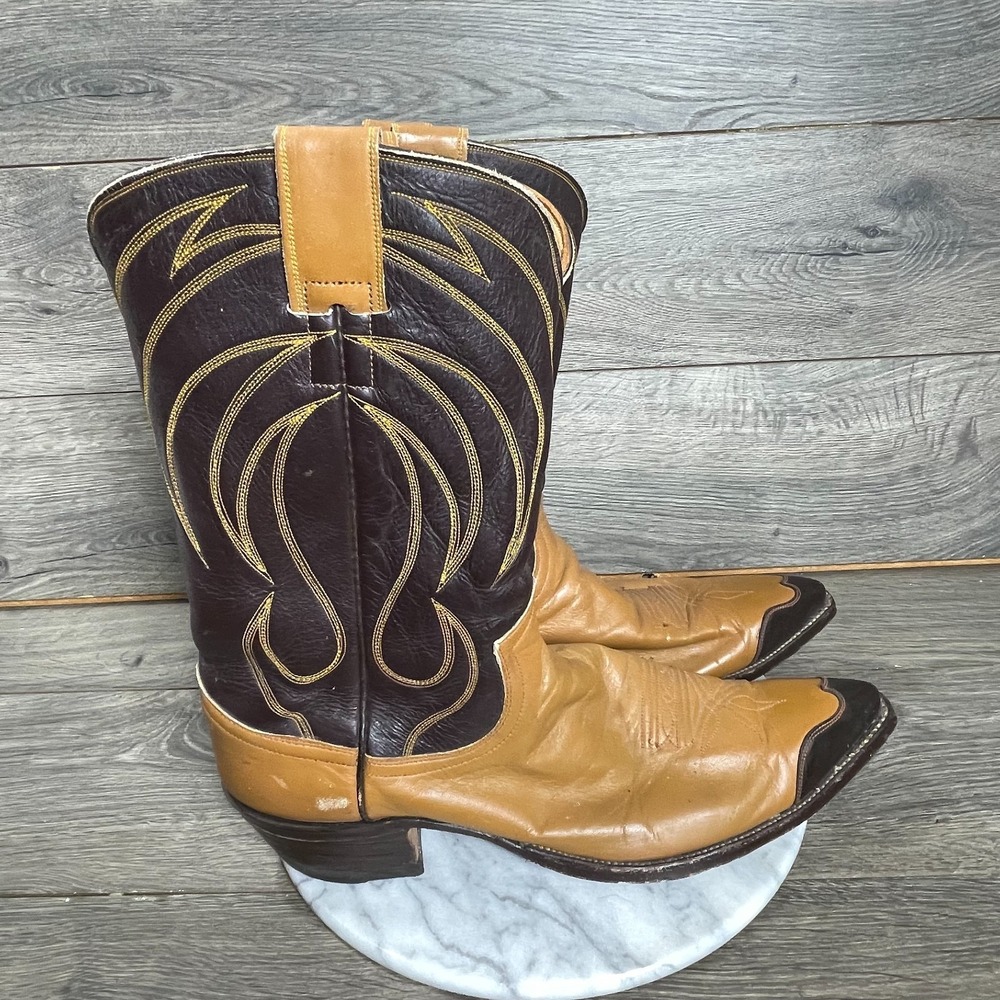 Hyer Cowboy‎ Boots Mens 14 A Brown Leather 9746 Nedlite Western Pointed Toe Work